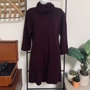 Plum Turtleneck Sweater Dress